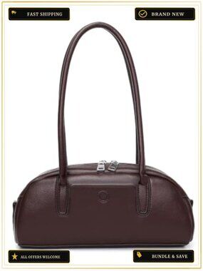 Herald Swing Zip Shoulder Bag Small Vintage Tote Purse for Women Faux Leather